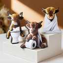 3 Pcs Highland Cow Funny Bathroom Decor Farmhouse Highland Cow Bath Decoration Rustic Western Cattle Table Wooden Signs for Restroom Bathroom Toilet Half Bath Shelf Counter Dcor