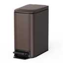 Cesun Small Bathroom Can with Lid Soft Close, Step Pedal, 6 Liter / 1.6 Gallon Stainless Steel Garbage Can with Removable Inner, Anti-Fingerprint Finish (Brown)