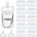 100pcs Plastic Flasks Disposable Drink Pouches Clear Juice Bags Salsa Leakproof Squeeze Pouches for Travel (15 oz)