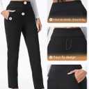 HOTSUIT Fleece Lined Winter Work Pants Thermal Travel Pants High Waisted Golf Hiking Pockets (Black, L)