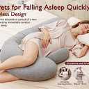 Momcozy Pregnancy Pillows, Original F Shaped, with Air Layer Cover, Grey