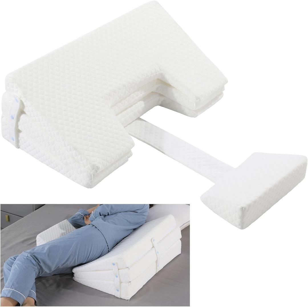 MABOZOO Bedsore Pillow Positioning Wedge, 3 Adjustable Heights Bedsore Pressure Relief Pillow with High-Density Foam Removable Cover for Side Sleeping