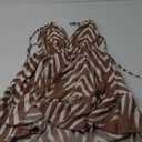 SOLY HUX Women's Allover Print Summer Dress Halter Deep V Neck Ruffle Hem Short Dresses (Small)