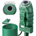 DEWENWILS Outdoor Power Strip Timer with Photocell, Weatherproof Countdown Light Control, 6 Outlets 10ft Cord Dusk to Dawn Outdoor Timer for Lights, Yard, 1875W/15A UL Listed