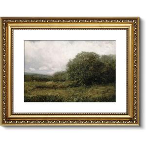 ARPEOTCY Vintage Gold Framed Wall Art, 11x14 Inch Landscape Retro Picture Paintings, Antique Canvas Artwork, Victorian Picture Photo Frame Wall Decor for Gallery Bathroom Bedroom (14L" x 11W", landscape with oxen and haycart crossing bridge)