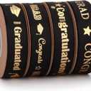 40 Yards Graduation Ribbon Congrats Grad 5/8 Inch Black and Gold Grosgrain Ribbon Use for Gift Wrapping,Graduation Party Decoration (Black)