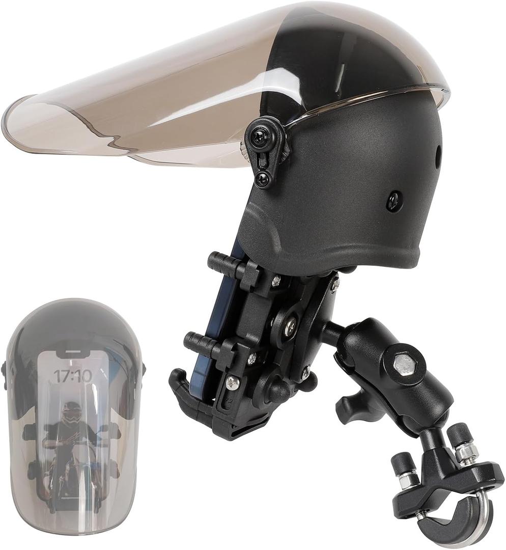 Motorcycle Phone Mount with Vibration Dampener, Waterproof, Sunproof, Aluminum Alloy Handlebar Mounting Base, One-Handed Operation Motorcycle Universal Phone Holder for 4.7"-7.2" Smartphones