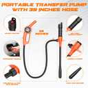 Portable Fuel Transfer Pump, Battery Powered Siphon Pump for Gasoline, Fuel, Gas, Diesel, Water Transfer, 3.0 GPM Flow Oil Extractor with Powerful Suction Ergonomic Nozzle 39 Inches Hose
