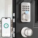 Ulecoce Fingerprint Keypad Deadbolt with Handle Set, Keyless Entry Door Lock, Door Locks for Front Door Lock Set, App Control, Auto Locking, Easy to Install, Satin Nickel