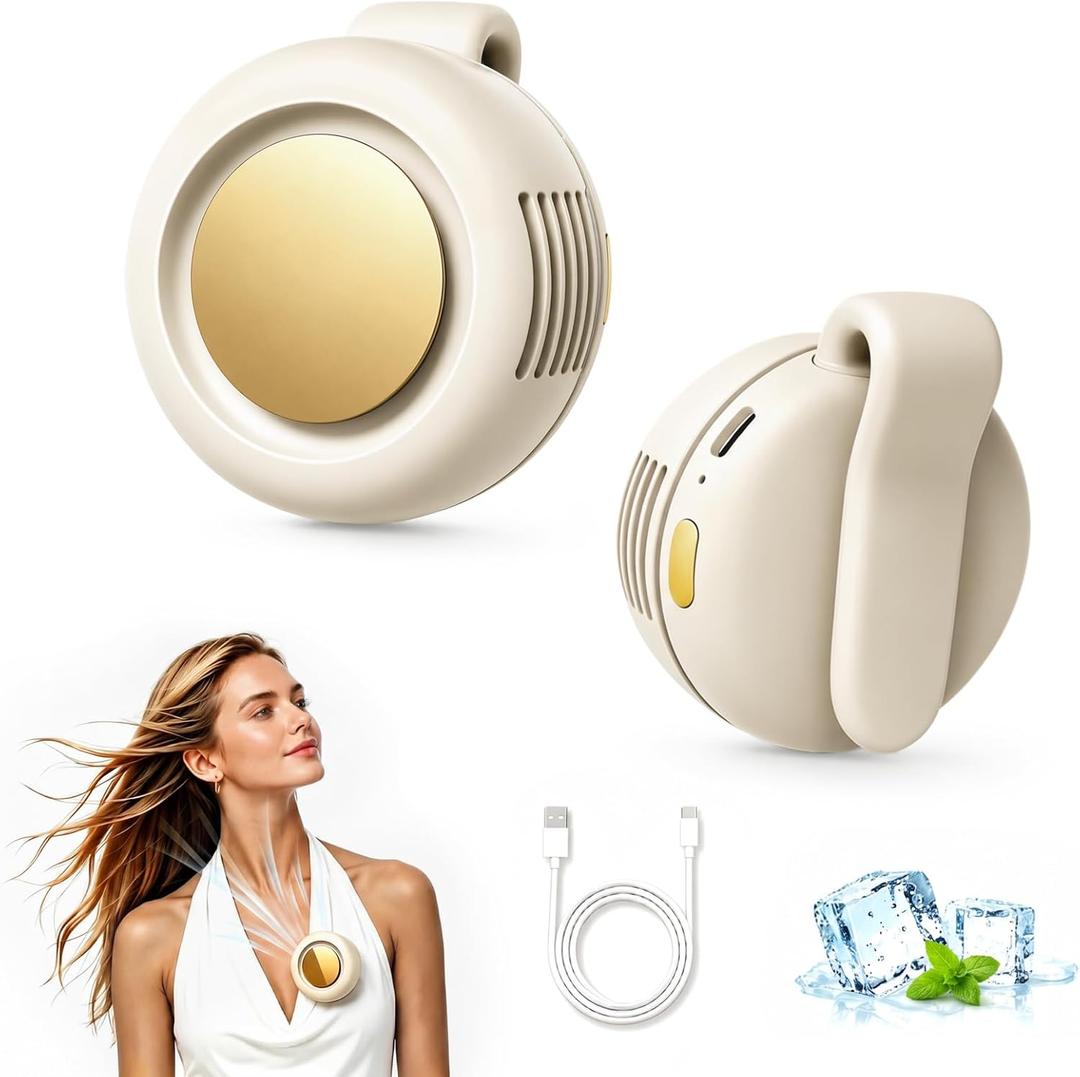 Clip On Fan, Portable Silent Mini Bladeless Personal Fan, 3-Speed 360 Rotatable Small Clip Fan for Shirt Waist Baby Carrier, Hands-Free Wearable Fan for Outdoor Travel Office