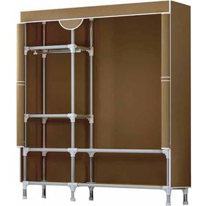 Wardrobe,Free Standing Clothes Storage Organizer Stable Metal Frame Closet Locker 