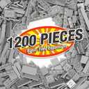 Classic Moc 9 Sizes Expansion Set - 1200 Flat Pieces, Compatible with Lego, Light Grey