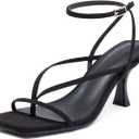 PiePieBuy Women's Lace Up Heeled Sandals Square Flip Flop High Heels Strappy Party Shoes (7)