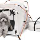 Dog Tent Cat Tent with Aluminum Poles and Camping Mat, Outdoor Waterproof Pet Tent with Zippered Mesh Door, Dog House, Cat House, Pet Playpen, Portable and Collapsible (White, Small)
