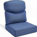 Juexica Luxury Outdoor Chair Cushions 24"x24"x6" 30D High Density Foam Deep Seat Patio Cushions Set with Curved Back Support Waterproof UV Resistant Replacement for Wicker Rattan Furniture (Navy Blue)