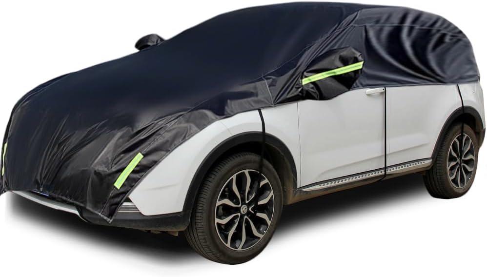 Konnfeir Half Car Cover All Weather Car Body Cover for All Season Sunshade Cover Snow Cover Waterproof 210T Polyester with Cotton (Fit Hatchback)