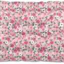 Coikll Pink Floral Pet Bed Pad Soft Dog Bed Mat with Anti-Slip Bottom, Machine Washable Crate Pad Mattress for Dog Sleeping (24x18in)
