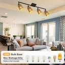 BoostArea 4 Light Track Lighting Kit, 4 Way Ceiling Spot Lighting with Handwoven Hemp Rope Lampshade, Flexibly Rotatable Light Head for Kitchen, Living Room, Bedroom, Bulb Not Included