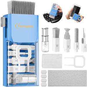 Laptop Cleaning Kit, Keyboard Cleaning Kit with Spray and Wipe, Keyboard Cleaner for MacBook iPad Tablet iPhone Computer Camera Lens Airpods Earbuds, Multi-Tool Brush for Electronic Screen (SkyBlue)