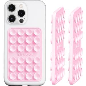 Anteel Double-Sided Silicone Suction Phone Case Mount, Enhanced Suction Cup Power and Thickened Grip for Selfies and Videos, Durable, Hands-Free Non Slip Accessories, 2.36"x3.66" (LPK&LPK)
