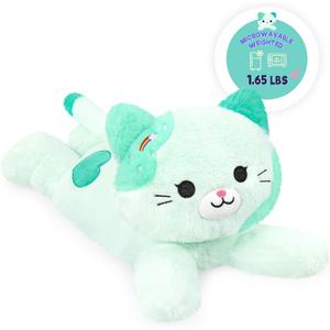 Onsoyours Original Heatable & Weighted Rainbow Cat Stuffed Animals, 15" Microwavable Kitten Plushie for Warmth & Comfort - Cute Plush Toys for Kids and Adults