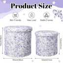 Geetery 2 Pcs Dorm Ottoman with Storage Set Blue Floral Ottoman, 15 inches, 12 inches