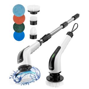 Bomves Electric Spin Scrubber, Cordless Cleaning Brush Scrubber for Home, 8 Replaceable Brush Heads-90Mins Work Time, 3 Adjustable Size, 2 Speeds for Bathroom Shower Bathtub Glass Car (White)