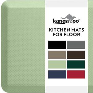 KANGAROO Anti Fatigue Mats for Kitchen Floor, 58x20, Reduce Foot, Knee, Back Pressure, 3/4 Inch Thick Cushioned Ergonomic Mat, Waterproof Comfort Rug for Under Sinks, Standing Desk, Stores, Sage Green