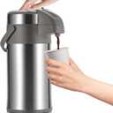 OJOJ 4L/133OZ Thermal Coffee Carafe with Pump, Thermal Beverage Dispenser, Coffee Airpot Stainless Steel Coffee Carafe for Hot Drinks Silver (4000 ml)