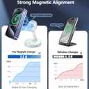 Magnetic Wireless Charger Stand 15W Fast Mag-Safe Charger for iPhone 17 /17 pro/ 17 Air/ 17 pro max 16/15/14/13/12 Series Magnet Wireless Charging Station/Pad with Sleep-Friendly Light for AirPods