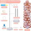 2 Sets Rose Gold Balloon Column Stand Kit with 100 Balloons Graduation Adjustable Tower Stand with Bases Floor Rose Gold Confetti Balloon Column Bridal Shower Bachelorette Birthday Wedding Party Decor, 12 inches