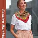 Senker Fashion 35" Head Scarf for Women, Pirate Costume Accessories Silk Red Bandana for Hair Wrapping and Sleeping