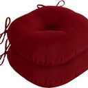 downluxe Bistro Chair Cushions for Patio Furniture, Water-Resistant Round Outdoor Chair Cushions Set of 2 with Non-Slip Ties, 15" x 15", Burgundy