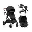 Evenflo Pivot Xpand NXT Travel System with LiteMax NXT Infant Car Seat | 23 Modes of Use, Rear-Facing Preemie Lightweight Car Seat for Infants 3-30 lbs,Converts to Double Stroller (Coal Black)