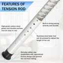Oxdigi Tension Curtain Rods Adjustable Shower Curtain Rod Spring Tension 102.8-122.4 Inches, Long Curtain Rod No Drill No Rust Antislip Heavy Duty for Bathroom, Windows, Closet, Room Divider, White