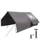 Inflatable Camping Tent, with Electric Air Pump, 4 Season Waterproof Windproof, Clear Skylight & 420D Oxford Waterproof, Air Tent with Mesh Windows/Doors, 118"L x 164"W x 78"H