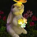 YODY Solar Garden Statues Outdoor Decor- Yard Decorations for Patio, Balcony, Backyard, Lawn Ornaments - Rabbit Figurines with LED Light- Unique Birthday House Warming Gifts for Women, Mom, Grandma