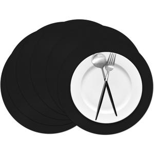 100 Pieces Black Paper Place Mats Black Round Disposable Table Mats Decorative Placemats for Wedding Bridal Shower Black Birthday Party Dining Decor