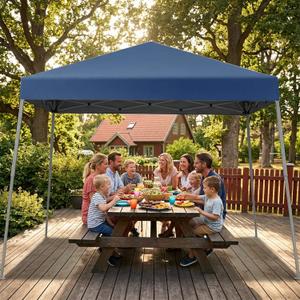 Canopy Tent, 10x10 Outdoor Canopies Slant Legs with Carrying Bag, Canopy Tent Sun Shade for Beach, Deck, Backyard, Garden, Patio (Blue)