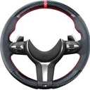 DIY Stitching Carbon Fiber Steering Wheel Cover for BMW M3 M4 M5 M6 M240i X2 M35i X5 M X6 M M2 2014-2017/3 Series F30 F10 M Sport Black 15 inches Leather Interior Accessories