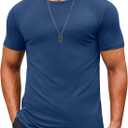 COOFANDY Men's T Shirt Short Sleeve Crew Neck T-Shirts Casual Summer Classic Basic Tees (Medium, Denim Blue)