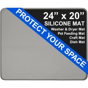 SOMADA Washer and Dryer Protector Mat, 23.6 x 19.7" - 1 PC Heavy Duty Non Slip Waterproof  Washer Dryer Countertop for Laundry Room Organization, Under Refrigerator Mini Fridge Silicone Mat (Dark Gray-1pc)