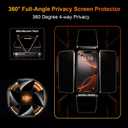 OneFish 2 Pack Privacy Screen Protector for iPhone 14 Pro - 4-Way 360 Anti-Spy Tempered Glass, 9H Hardness, 3D Curved Edges, Case-Friendly & Easy Installation