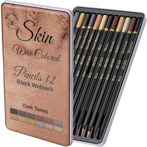 Black Widow Skin Tone Colored Pencils for Adult Coloring Books  12 Soft Core Color Pencils for Portraits and Skintone Artists  Complete Range with Lightfast Ratings