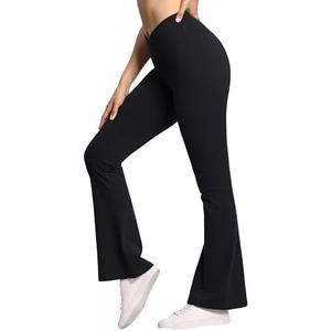 THE GYM PEOPLE Women's Crossover High Waist Flare Workout Leggings Bootcut Bell Bottom Yoga Pants with Tummy Control , Size Small