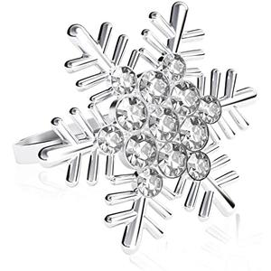 ZeeDix Set of 8 Sliver Snowflake Christmas Napkin Rings for Dinning Table Setting- Rustic Dinner Tables Setting Decoration for Wedding Receptions, Christmas, Thanksgiving Holiday Party Dinner Parties