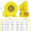 Bounce House Blower, 380W 0.51HP Powerful Inflatable Blower Portable Air Blower for Inflatables, Bouncy Castle, Jumper, Water Slide, Bounce House, Leaf Blower Corded