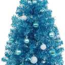 Sunshine Blue Christmas Tree with Light 3ft Artifical Full Christmas Tree with Ball & Star Ornaments 8 Lighting Modes for Holiday Decor