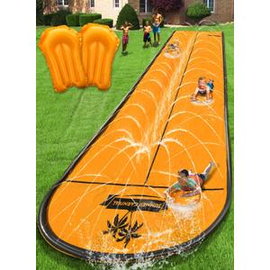 Spring Water Slip and Water Slide, 22ft *2 Lanes Slip Water Slides for Kids Backyards Ages 5-8 8-12 with Sprinkler and Inflatable Bodyboards, Summer Water Fun Toy for Outdoor Lawn Games Play