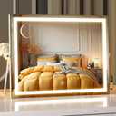 MINISO Vanity Mirror with Lights, 17.7" x 13.8" LED Makeup Mirror, Light & Brightness Adjustment, Smart Sensor, Aluminum Alloy Metal White Frame, with 5X Magnifying Glass